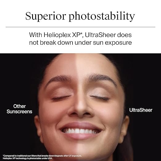 neutrogena ultrasheer sunscreen spf 50+ pa++++, blue light protect, no white cast, water resistant, ultra light & non sticky, oily, dry & sensitive skin, for unisex, 80 grams
