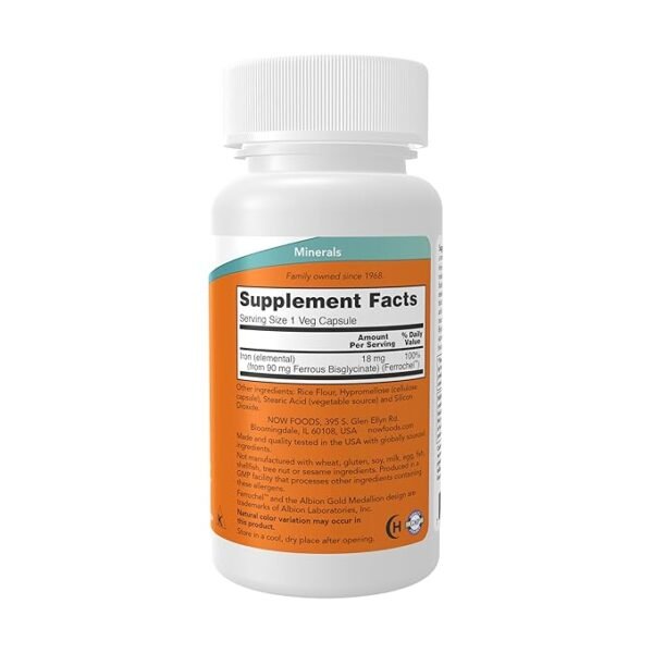 now foods, iron, 18 mg, 120 vcaps