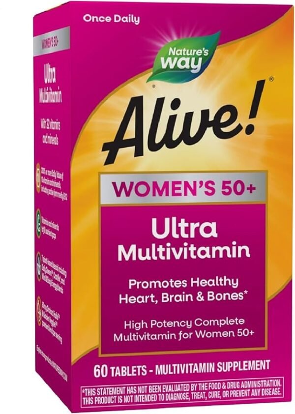 nature's way alive women 50 plus daily ultra multi vitamin tablets, 60 count