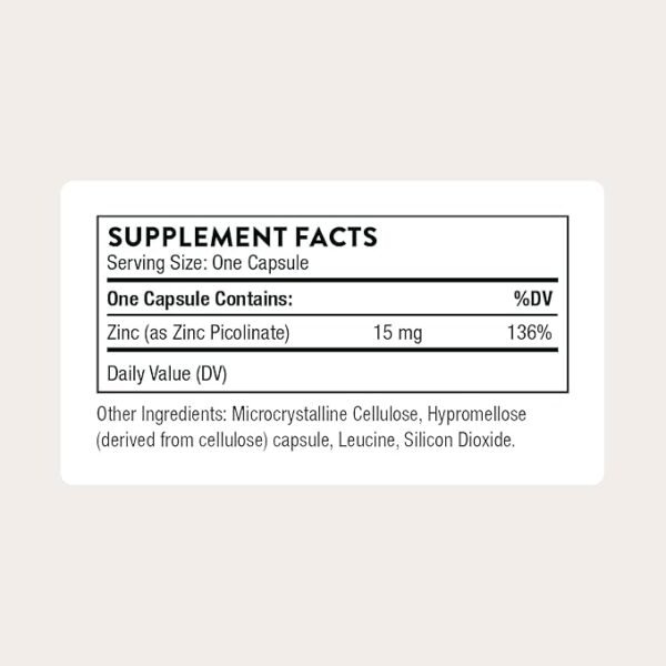 thorne research zinc picolinate (15mg), 60 vegetarian capsules