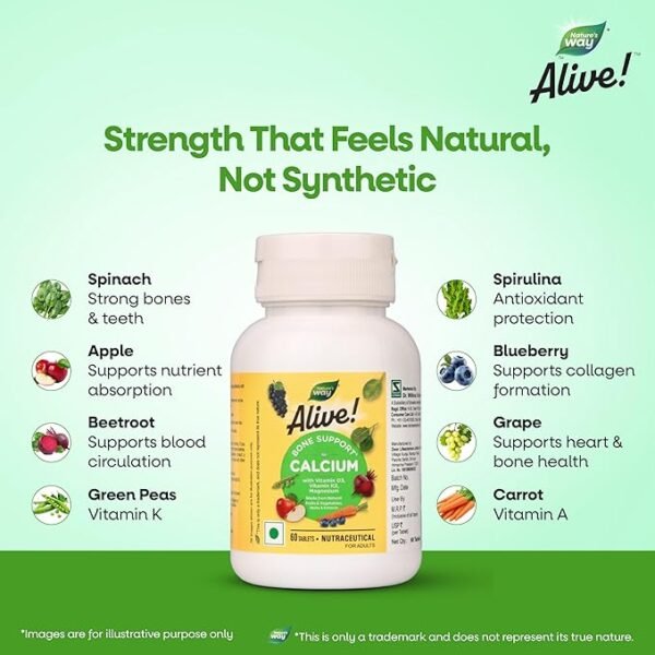 nature's way alive calcium bone support with vitamin d3,magnesium and vitamin k2 7