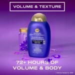 ogx thick & full + biotin & collagen volumizing shampoo for thin hair, paraben free, sulfate free surfactants, 385ml