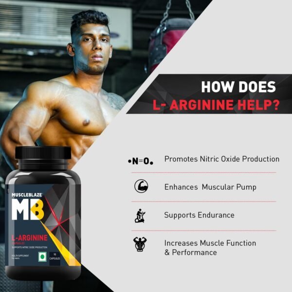 muscleblaze l arginine (90 capsules) | supports nitric oxide production