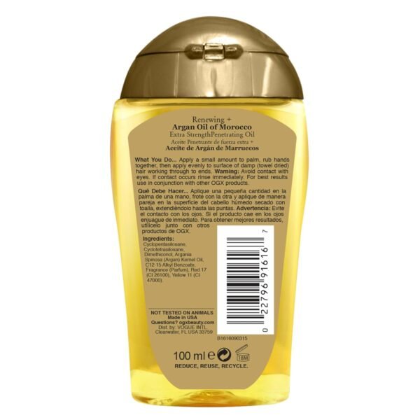 ogx argan oil of morocco extra penetrating oil for renewing plus dry and coarse hair, 100ml