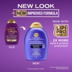 ogx thick & full + biotin & collagen volumizing shampoo for thin hair, paraben free, sulfate free surfactants, 385ml